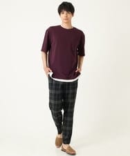 KHLHP71059 a.v.v MEN(アー・ヴェ・ヴェ) 【S-XXL】チェック柄スマートスラックス（アンクル丈） グレー