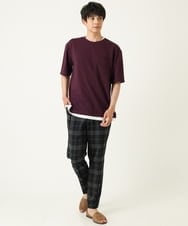 KHLHP71059 a.v.v MEN(アー・ヴェ・ヴェ) 【S-XXL】チェック柄スマートスラックス（アンクル丈） グレー