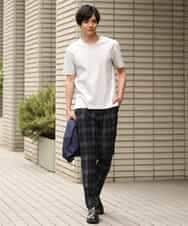 KHLHP71059 a.v.v MEN(アー・ヴェ・ヴェ) 【S-XXL】チェック柄スマートスラックス（アンクル丈） グレー