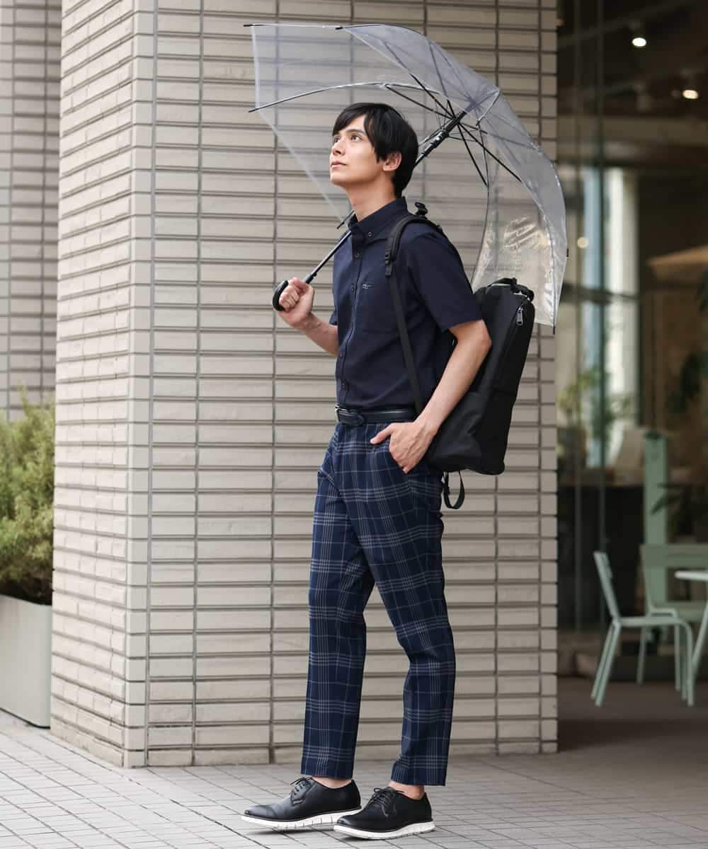 KHLHP71059 a.v.v MEN(アー・ヴェ・ヴェ) 【S-XXL】チェック柄スマートスラックス（アンクル丈） グレー