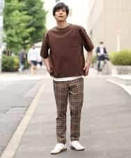 KHLHP71059 a.v.v MEN(アー・ヴェ・ヴェ) 【S-XXL】チェック柄スマートスラックス（アンクル丈） グレー