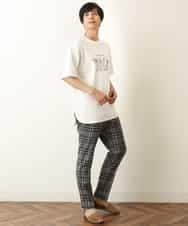 KHLHP71059 a.v.v MEN(アー・ヴェ・ヴェ) 【S-XXL】チェック柄スマートスラックス（アンクル丈） グレー