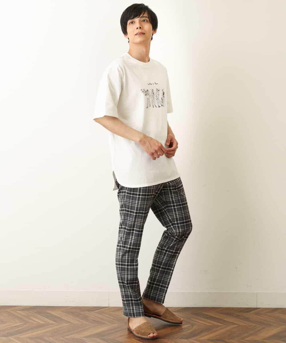 KHLHP71059 a.v.v MEN(アー・ヴェ・ヴェ) 【S-XXL】チェック柄スマートスラックス（アンクル丈） グレー