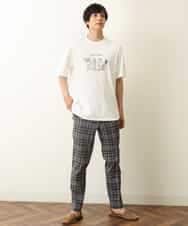 KHLHP71059 a.v.v MEN(アー・ヴェ・ヴェ) 【S-XXL】チェック柄スマートスラックス（アンクル丈） グレー
