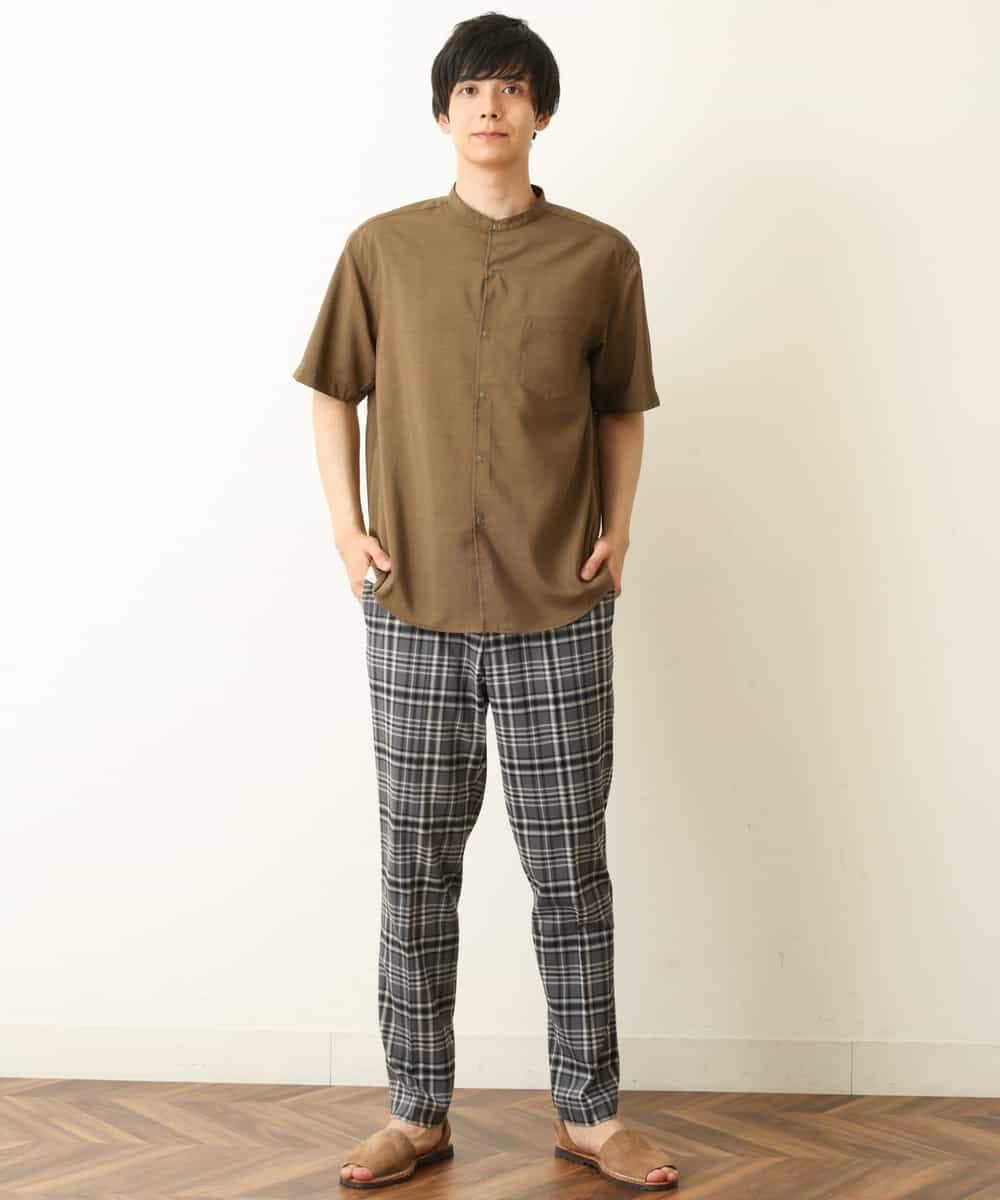 KHLHP71059 a.v.v MEN(アー・ヴェ・ヴェ) 【S-XXL】チェック柄スマートスラックス（アンクル丈） グレー