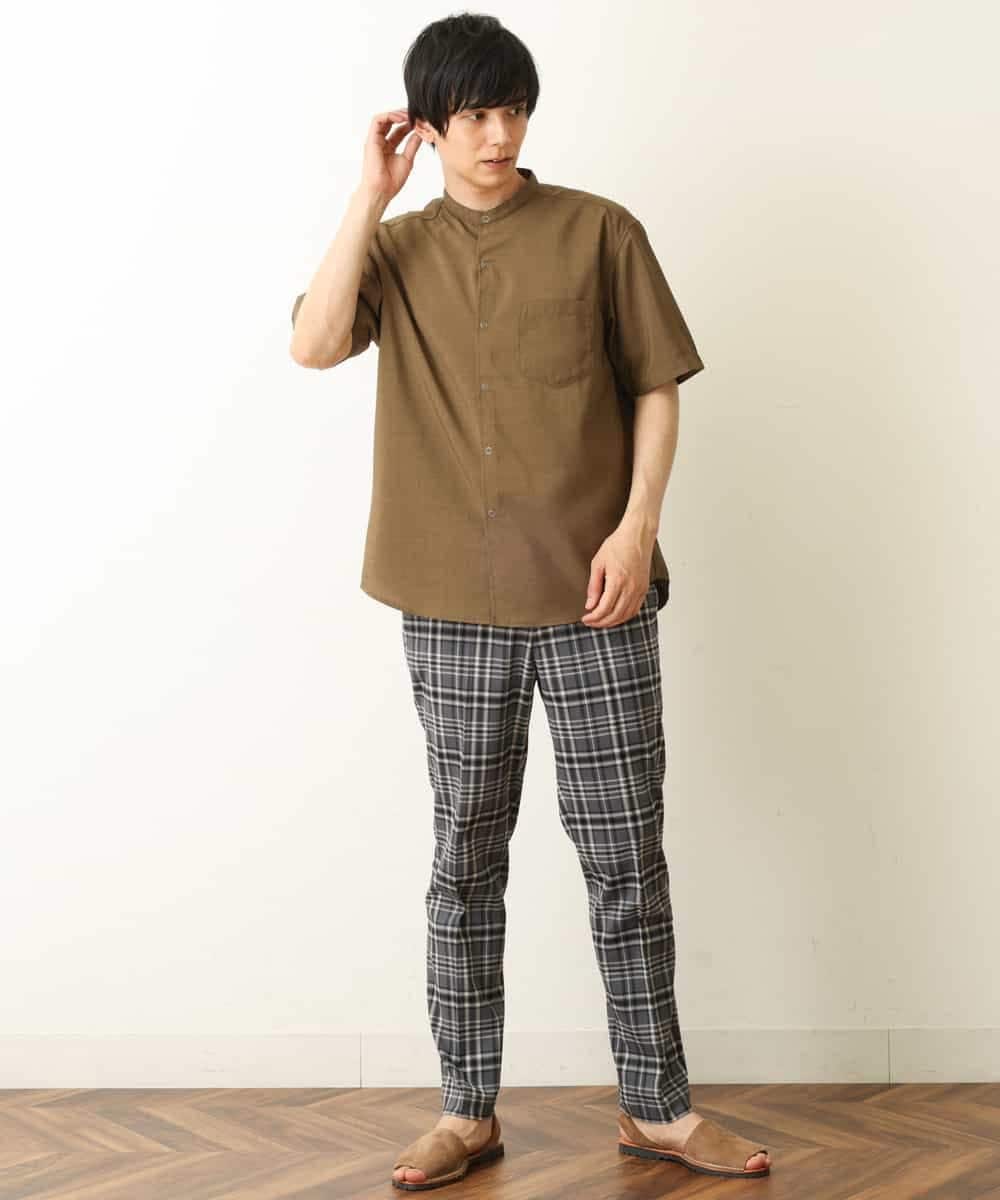 KHLHP71059 a.v.v MEN(アー・ヴェ・ヴェ) 【S-XXL】チェック柄スマートスラックス（アンクル丈） グレー
