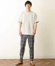 KHLHP71059 a.v.v MEN(アー・ヴェ・ヴェ) 【S-XXL】チェック柄スマートスラックス（アンクル丈） グレー