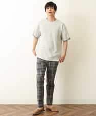 KHLHP71059 a.v.v MEN(アー・ヴェ・ヴェ) 【S-XXL】チェック柄スマートスラックス（アンクル丈） グレー