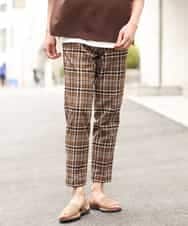 KHLHP71059 a.v.v MEN(アー・ヴェ・ヴェ) 【S-XXL】チェック柄スマートスラックス（アンクル丈） グレー