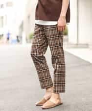 KHLHP71059 a.v.v MEN(アー・ヴェ・ヴェ) 【S-XXL】チェック柄スマートスラックス（アンクル丈） グレー