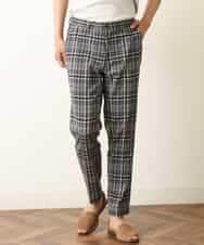 KHLHP71059 a.v.v MEN(アー・ヴェ・ヴェ) 【S-XXL】チェック柄スマートスラックス（アンクル丈） グレー