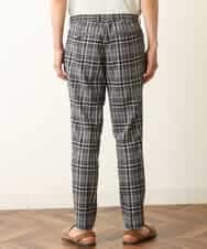 KHLHP71059 a.v.v MEN(アー・ヴェ・ヴェ) 【S-XXL】チェック柄スマートスラックス（アンクル丈） グレー