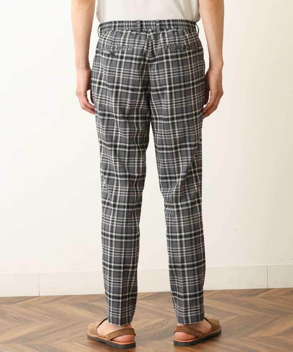 KHLHP71059 a.v.v MEN(アー・ヴェ・ヴェ) 【S-XXL】チェック柄スマートスラックス（アンクル丈） グレー