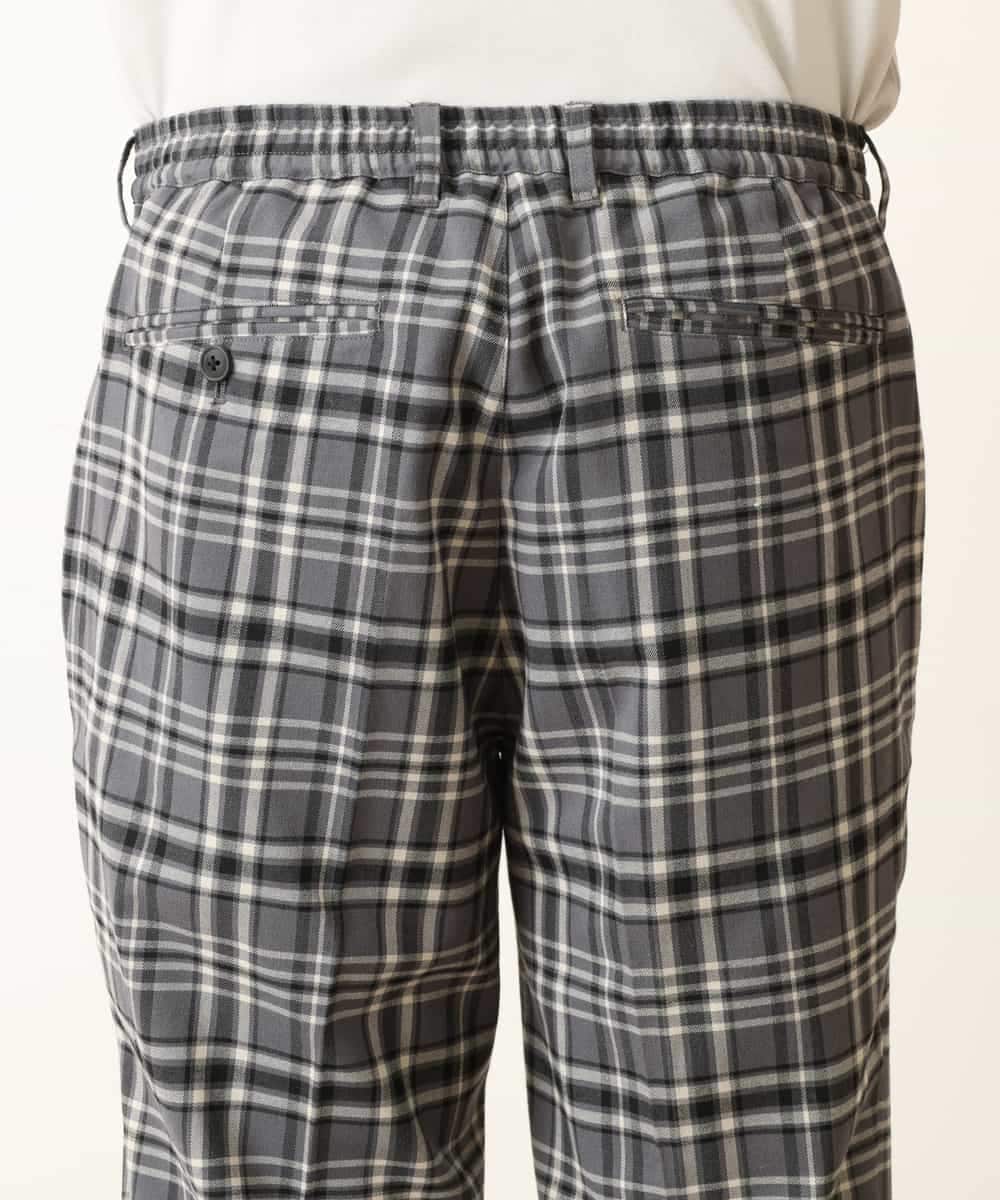 KHLHP71059 a.v.v MEN(アー・ヴェ・ヴェ) 【S-XXL】チェック柄スマートスラックス（アンクル丈） グレー