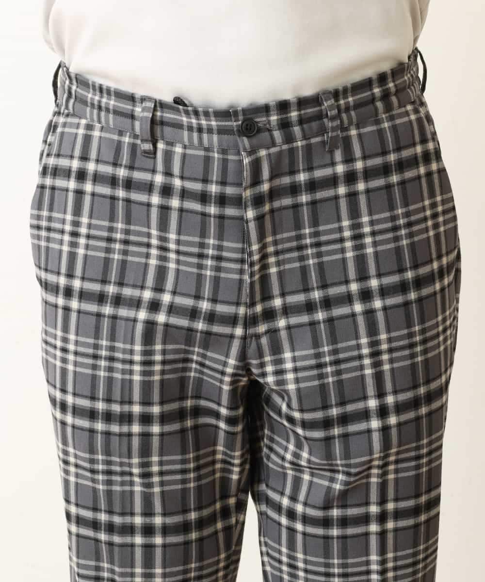 KHLHP71059 a.v.v MEN(アー・ヴェ・ヴェ) 【S-XXL】チェック柄スマートスラックス（アンクル丈） グレー
