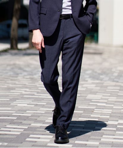 KHLJA05064 a.v.v MEN 【春の通勤におすすめ/イージーケア/洗濯機で洗える】デニムライクストレッチスラックス〈ON/OFF SERIES〉