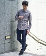 KHLJA05064 a.v.v MEN(アー・ヴェ・ヴェ) 【イージーケア】デニムライクストレッチスラックス【洗濯機で洗える】〈ON/OFF SERIES〉 ブラック