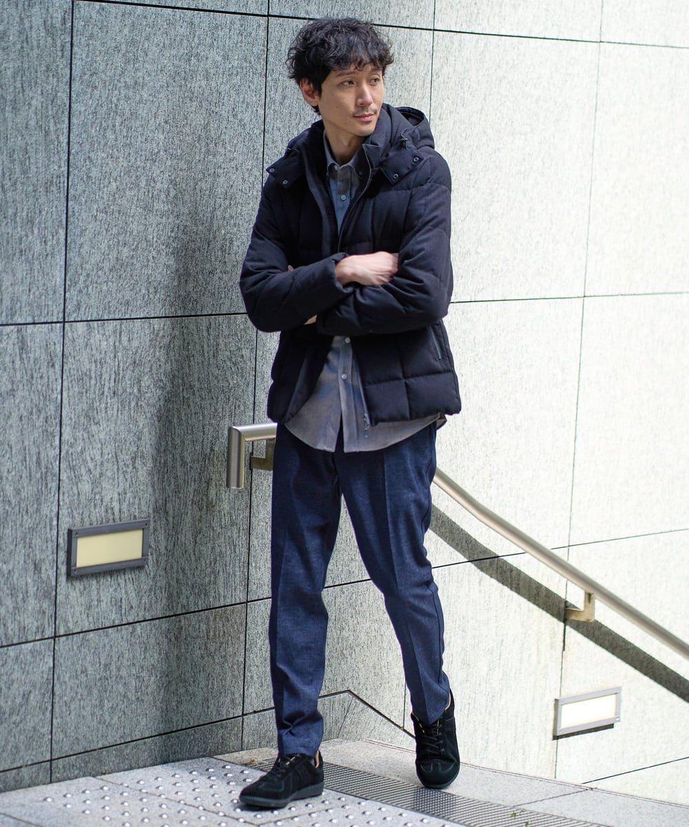 KHLJA05064 a.v.v MEN(アー・ヴェ・ヴェ) 【イージーケア】デニムライクストレッチスラックス【洗濯機で洗える】〈ON/OFF SERIES〉 ブラック