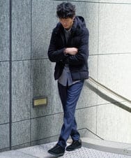 KHLJA05064 a.v.v MEN(アー・ヴェ・ヴェ) 【イージーケア】デニムライクストレッチスラックス【洗濯機で洗える】〈ON/OFF SERIES〉 ブラック