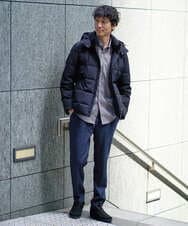 KHLJA05064 a.v.v MEN(アー・ヴェ・ヴェ) 【イージーケア】デニムライクストレッチスラックス【洗濯機で洗える】〈ON/OFF SERIES〉 ブラック