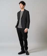 KHLJA05064 a.v.v MEN(アー・ヴェ・ヴェ) 【イージーケア】デニムライクストレッチスラックス【洗濯機で洗える】〈ON/OFF SERIES〉 ブラック