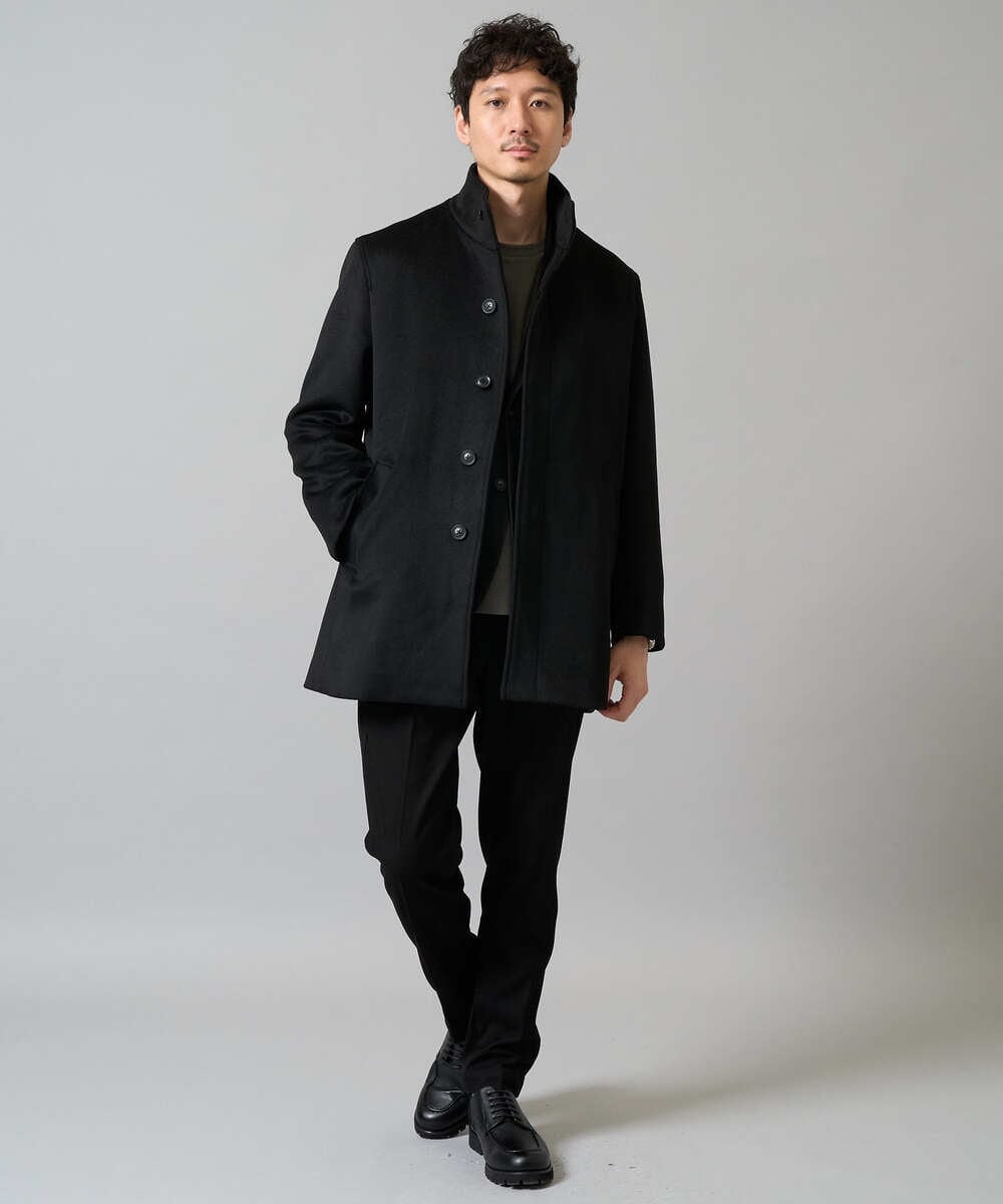 KHLJA05064 a.v.v MEN(アー・ヴェ・ヴェ) 【イージーケア】デニムライクストレッチスラックス【洗濯機で洗える】〈ON/OFF SERIES〉 ブラック