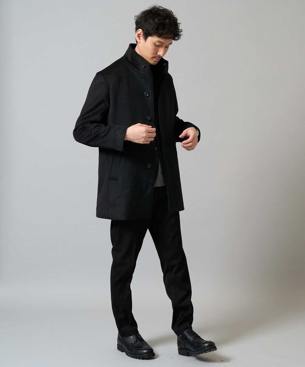 KHLJA05064 a.v.v MEN(アー・ヴェ・ヴェ) 【イージーケア】デニムライクストレッチスラックス【洗濯機で洗える】〈ON/OFF SERIES〉 ブラック