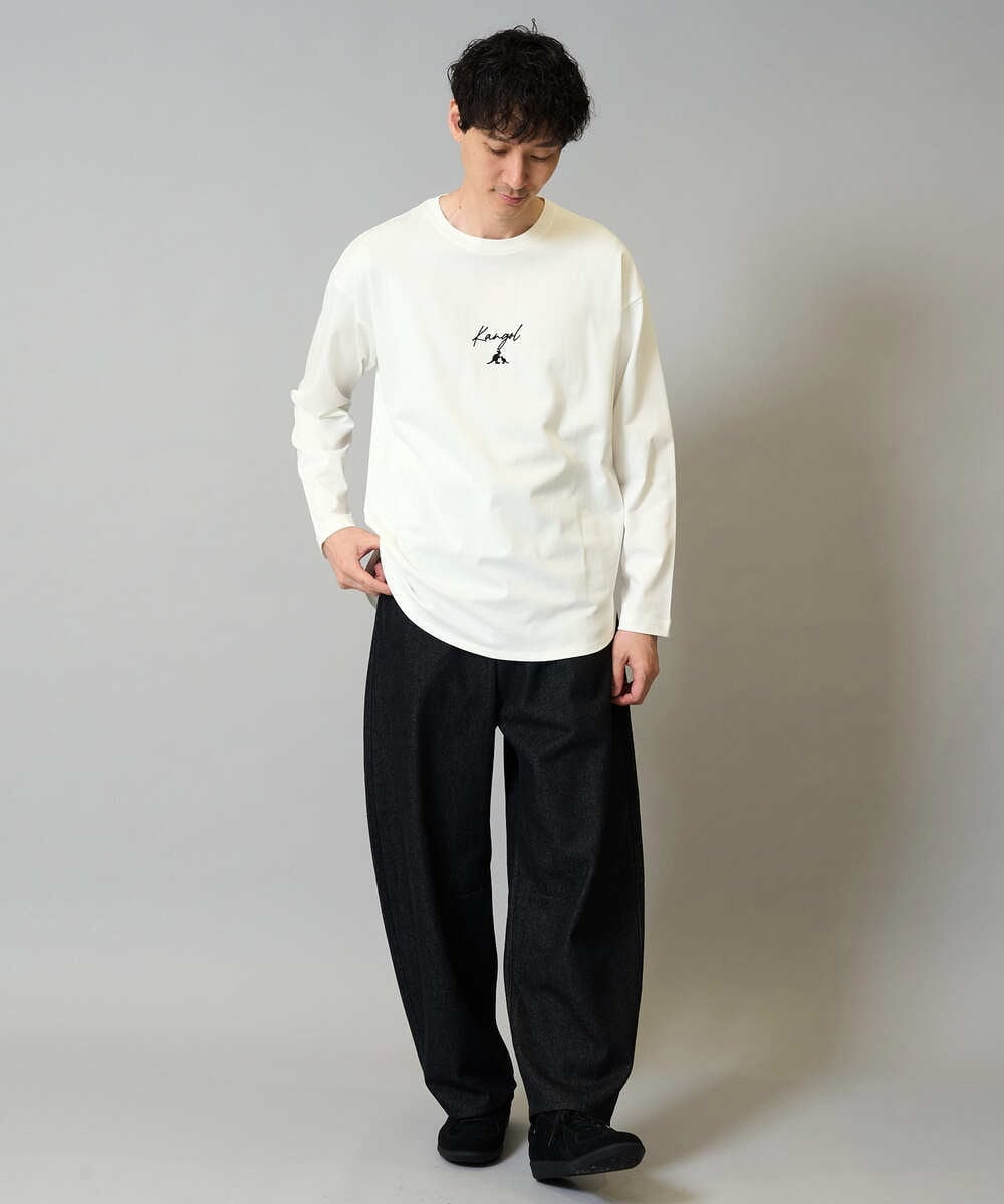 KHLJA10069 a.v.v MEN(アー・ヴェ・ヴェ) 【洗濯機で洗える】デニムバレルレッグイージーパンツ ブラック
