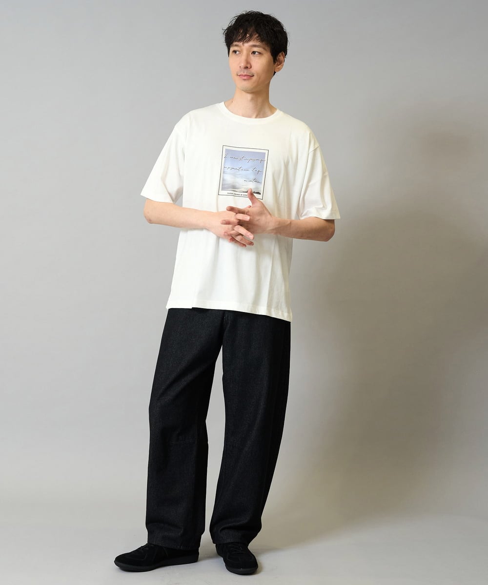 KHLJA10069 a.v.v MEN(アー・ヴェ・ヴェ) 【洗濯機で洗える】デニムバレルレッグイージーパンツ ブラック