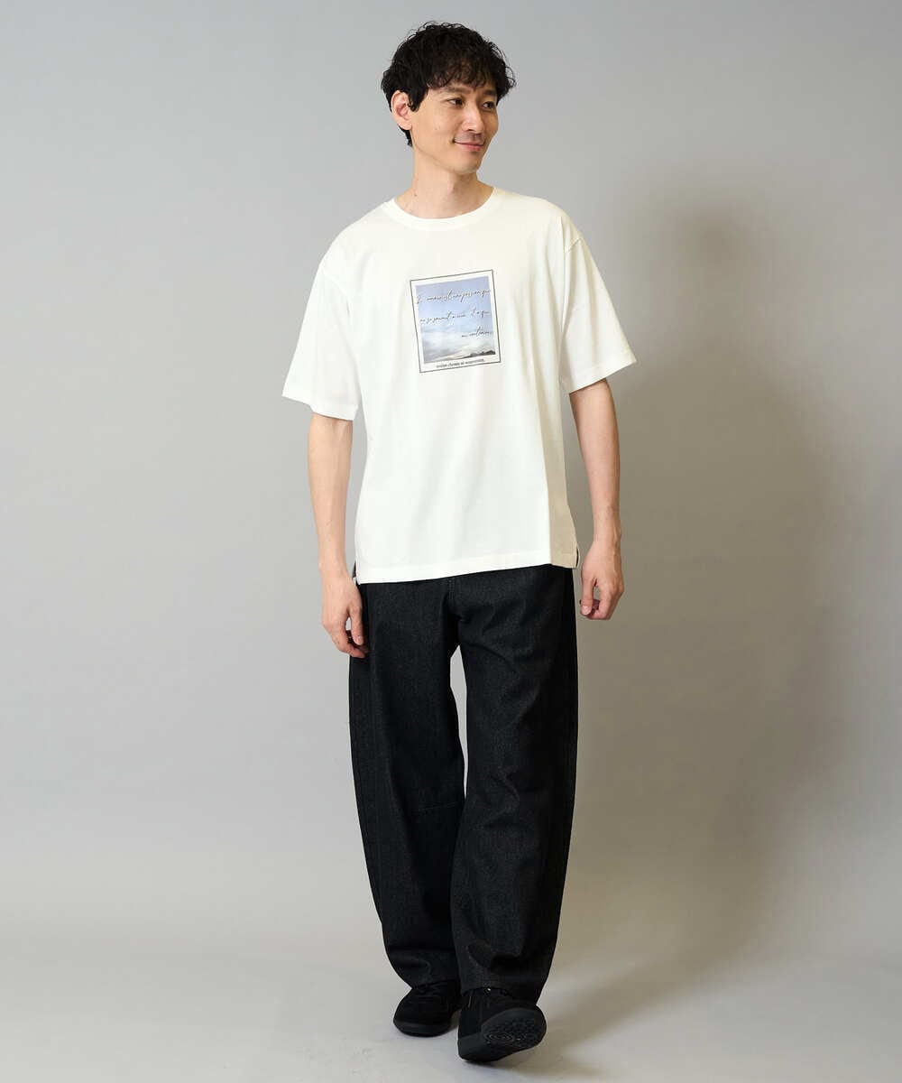KHLJA10069 a.v.v MEN(アー・ヴェ・ヴェ) 【洗濯機で洗える】デニムバレルレッグイージーパンツ ブラック