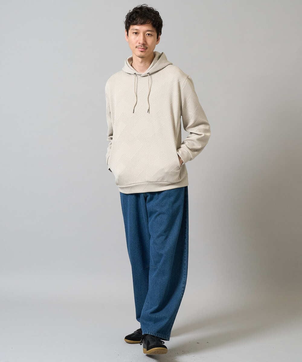 KHLJA10069 a.v.v MEN(アー・ヴェ・ヴェ) 【洗濯機で洗える】デニムバレルレッグイージーパンツ ブラック