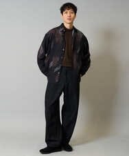 KHLJA10069 a.v.v MEN(アー・ヴェ・ヴェ) 【洗濯機で洗える】デニムバレルレッグイージーパンツ ブラック