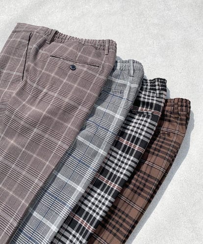 KHLJP02059 a.v.v MEN 【S-XXL/軽撥水】チェック柄スマートスラックス