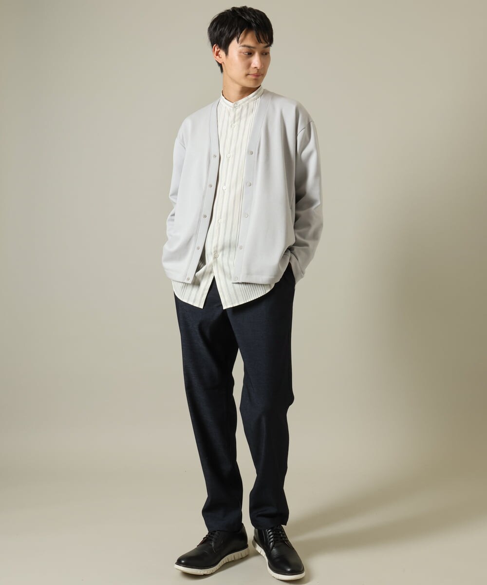 KHLJV02059 a.v.v MEN(アー・ヴェ・ヴェ) 【ストレッチ】スマートシャンブレーテーパードパンツ ネイビー