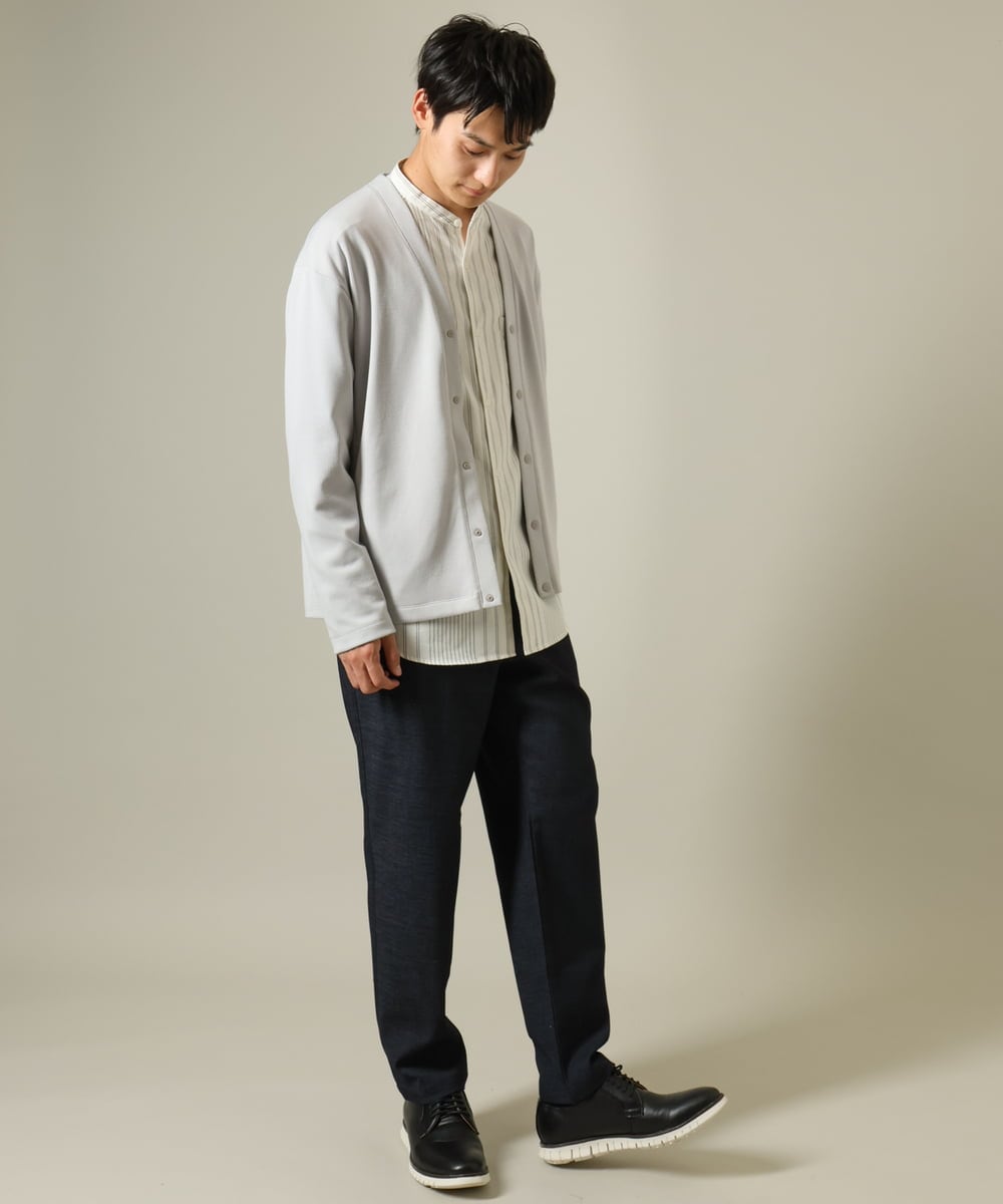 KHLJV02059 a.v.v MEN(アー・ヴェ・ヴェ) 【ストレッチ】スマートシャンブレーテーパードパンツ ネイビー