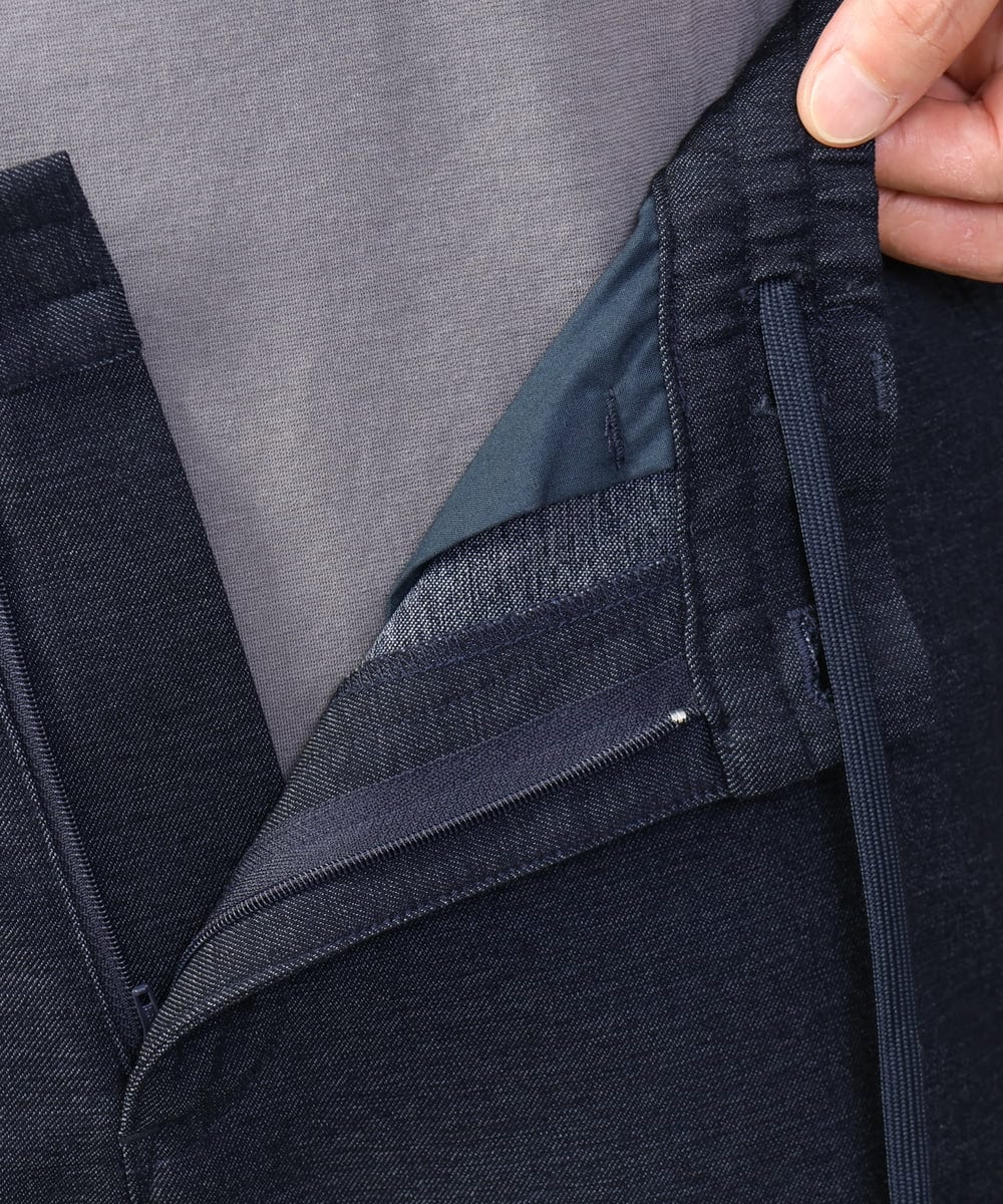 KHLJV02059 a.v.v MEN(アー・ヴェ・ヴェ) 【ストレッチ】スマートシャンブレーテーパードパンツ ネイビー