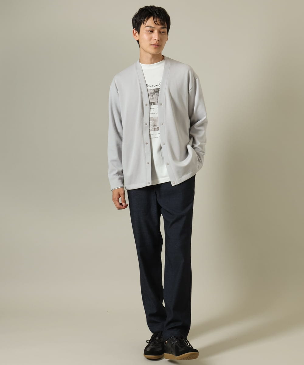 KHLJV02059 a.v.v MEN(アー・ヴェ・ヴェ) 【ストレッチ】スマートシャンブレーテーパードパンツ ネイビー