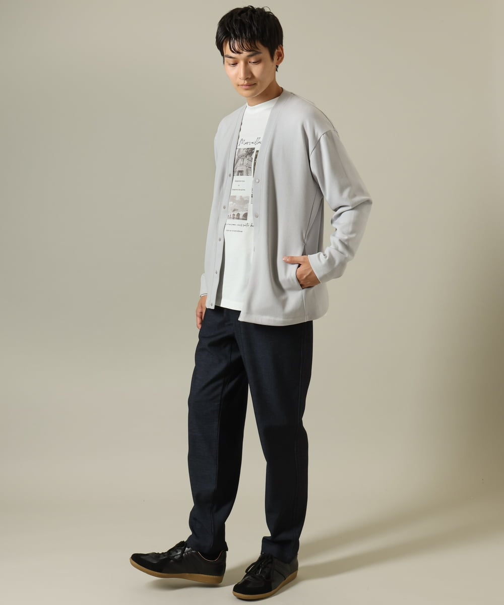 KHLJV02059 a.v.v MEN(アー・ヴェ・ヴェ) 【ストレッチ】スマートシャンブレーテーパードパンツ ネイビー