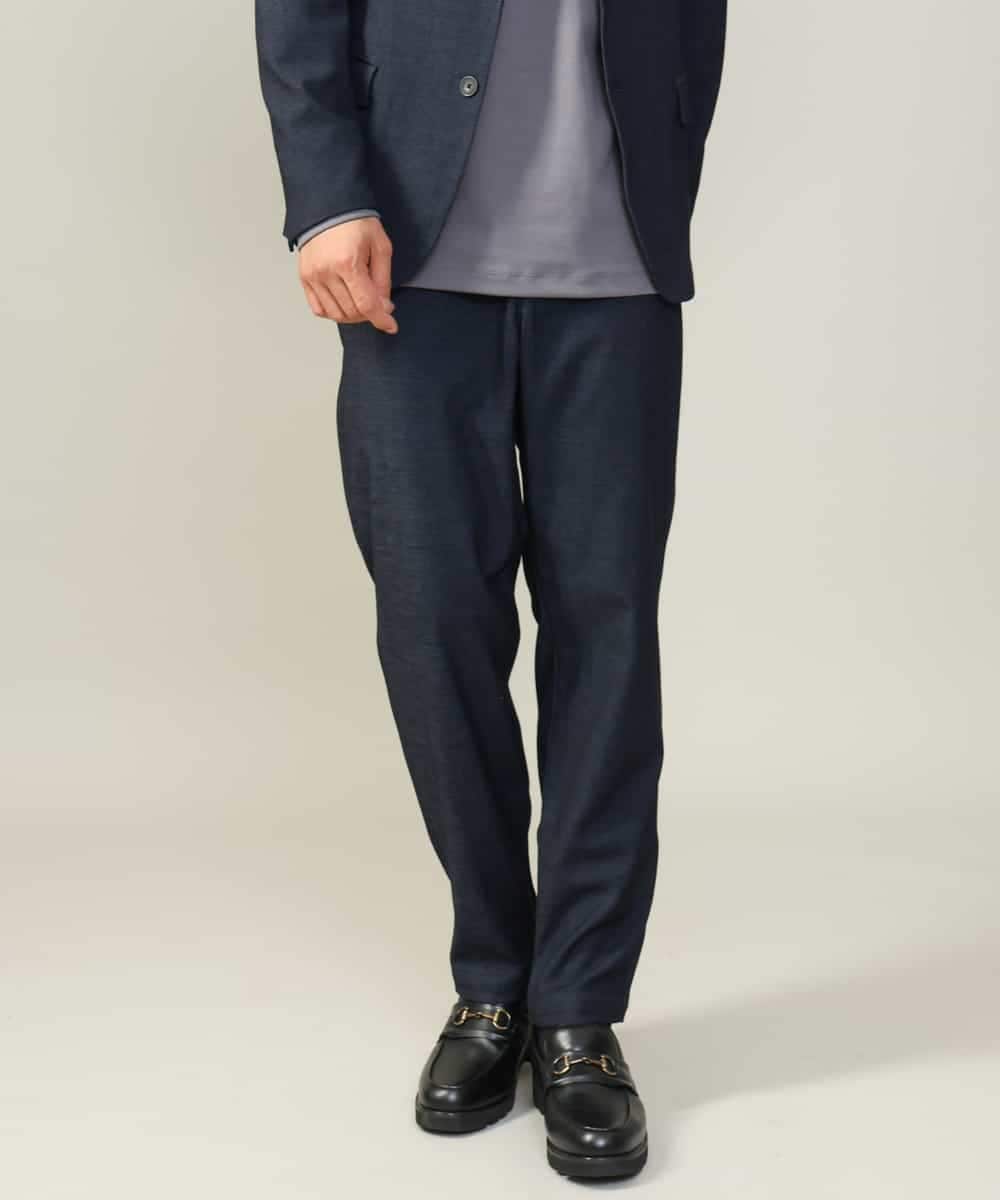 KHLJV02059 a.v.v MEN(アー・ヴェ・ヴェ) 【ストレッチ】スマートシャンブレーテーパードパンツ ネイビー