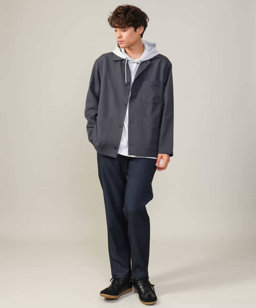 KHLJV02059 a.v.v MEN(アー・ヴェ・ヴェ) 【ストレッチ】スマートシャンブレーテーパードパンツ ネイビー