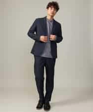 KHLJV02059 a.v.v MEN(アー・ヴェ・ヴェ) 【ストレッチ】スマートシャンブレーテーパードパンツ ネイビー