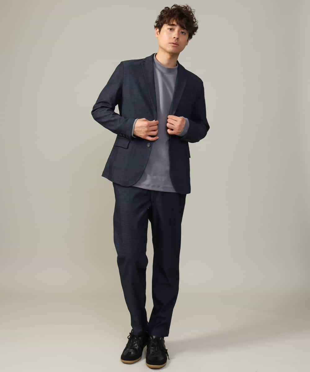 KHLJV02059 a.v.v MEN(アー・ヴェ・ヴェ) 【ストレッチ】スマートシャンブレーテーパードパンツ ネイビー