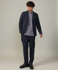 KHLJV02059 a.v.v MEN(アー・ヴェ・ヴェ) 【ストレッチ】スマートシャンブレーテーパードパンツ ネイビー