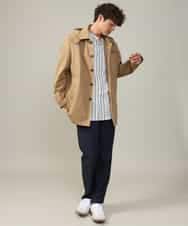 KHLJV02059 a.v.v MEN(アー・ヴェ・ヴェ) 【ストレッチ】スマートシャンブレーテーパードパンツ ネイビー