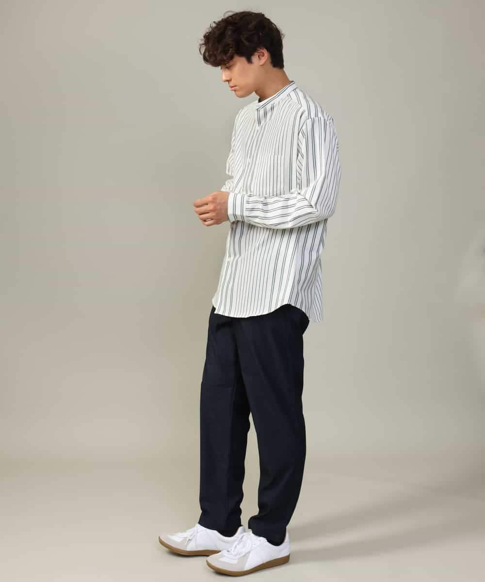 KHLJV02059 a.v.v MEN(アー・ヴェ・ヴェ) 【ストレッチ】スマートシャンブレーテーパードパンツ ネイビー