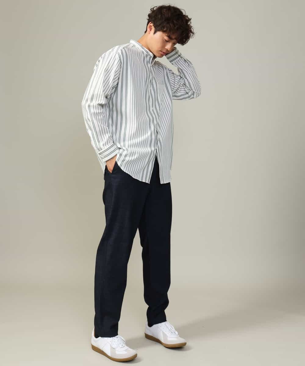 KHLJV02059 a.v.v MEN(アー・ヴェ・ヴェ) 【ストレッチ】スマートシャンブレーテーパードパンツ ネイビー