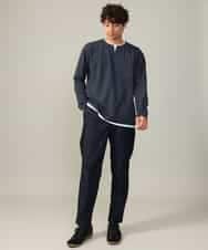 KHLJV02059 a.v.v MEN(アー・ヴェ・ヴェ) 【ストレッチ】スマートシャンブレーテーパードパンツ ネイビー