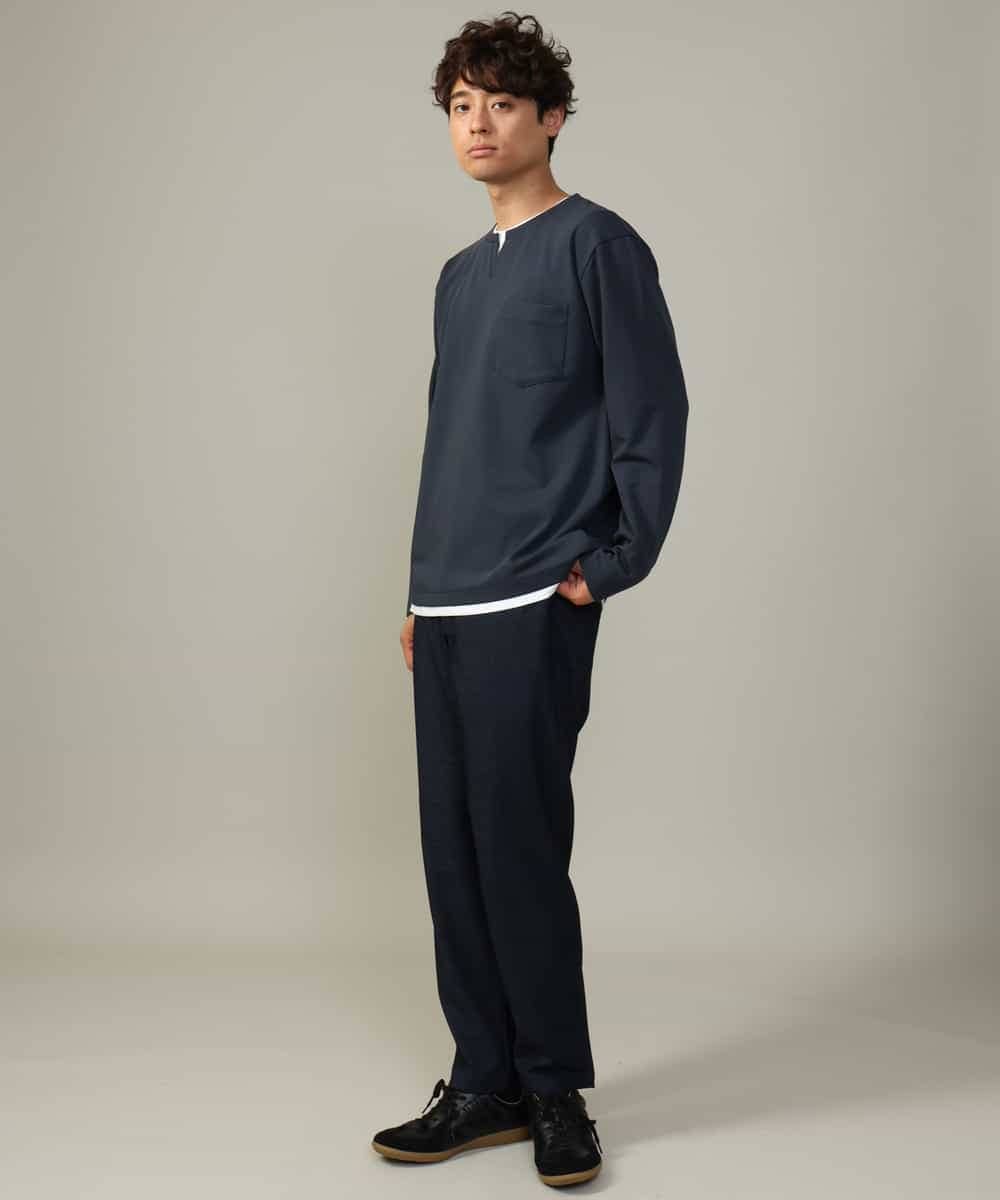 KHLJV02059 a.v.v MEN(アー・ヴェ・ヴェ) 【ストレッチ】スマートシャンブレーテーパードパンツ ネイビー