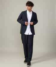 KHLJV02059 a.v.v MEN(アー・ヴェ・ヴェ) 【ストレッチ】スマートシャンブレーテーパードパンツ ネイビー