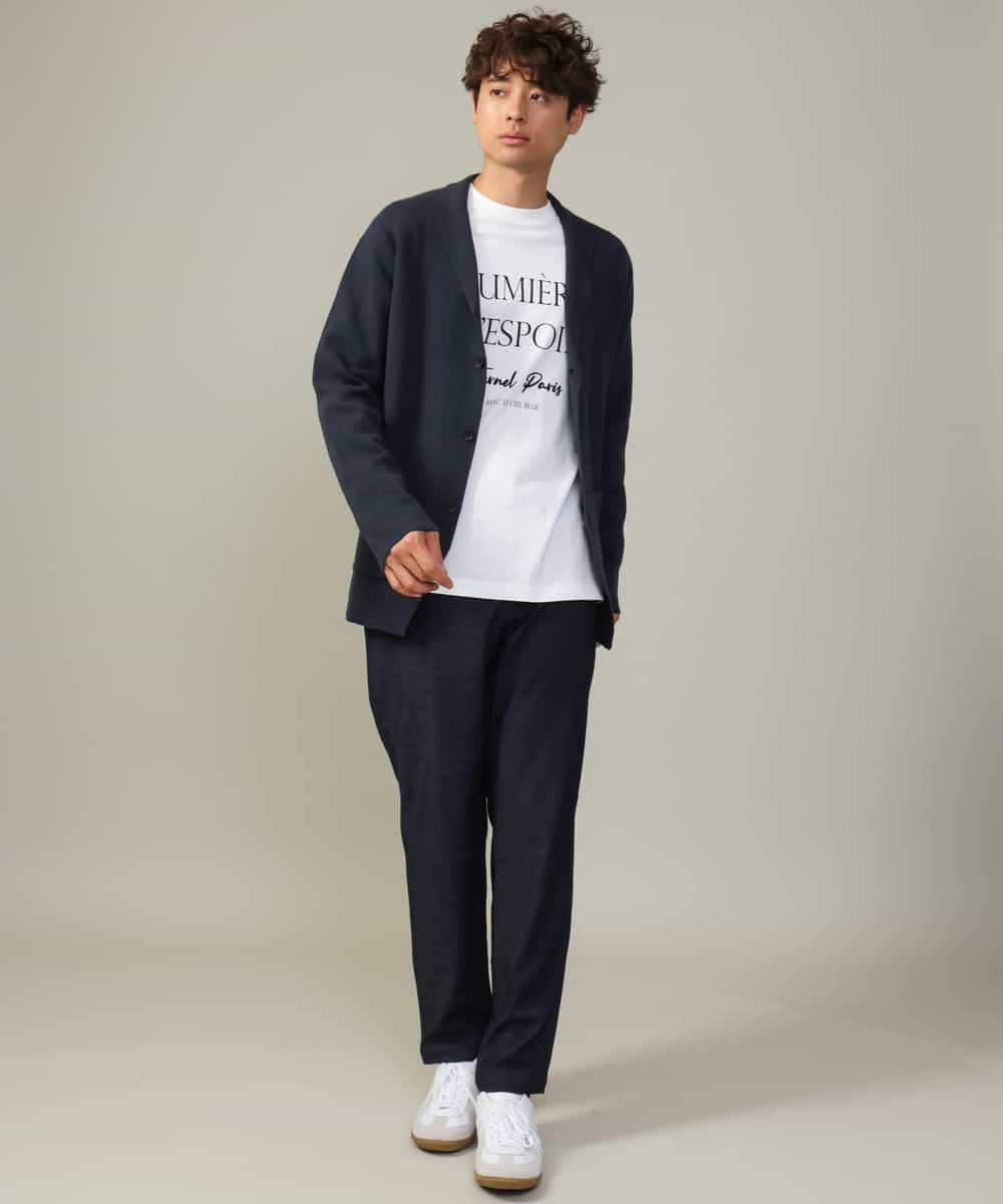 KHLJV02059 a.v.v MEN(アー・ヴェ・ヴェ) 【ストレッチ】スマートシャンブレーテーパードパンツ ネイビー